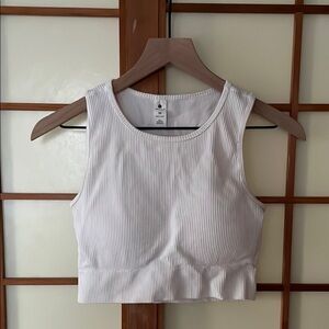 Yogalicious White Fitted Crop Tank Top